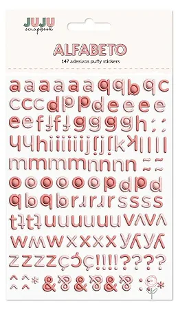 Adesivo Puff Juju Scrapbook Alfabeto Rosa