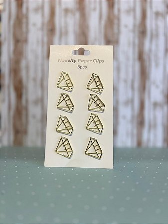 Clip para Papel Diamantes Dourado