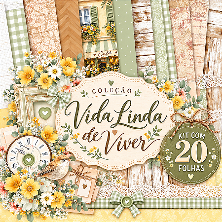 KIT 20 FOLHAS COLEÇÃO VIDA LINDA DE VIVER
