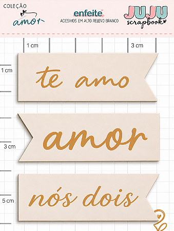 ADESIVO EM RELEVO BRANCO - PURO AMOR - JUJU SCRAPBOOK