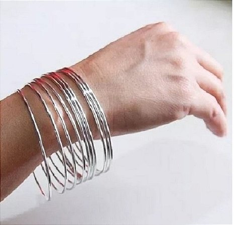 Conjunto 06 Pulseiras Argola Bracelete de Prata 950k - Modelo 2.3mm de Largura