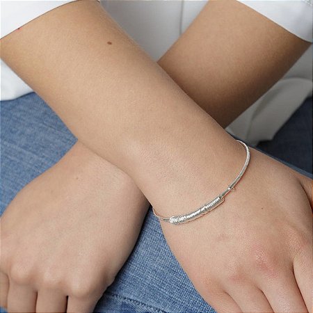 Pulseira de Prata Fio Redondo - Comemorativa  - 21 argolinhas