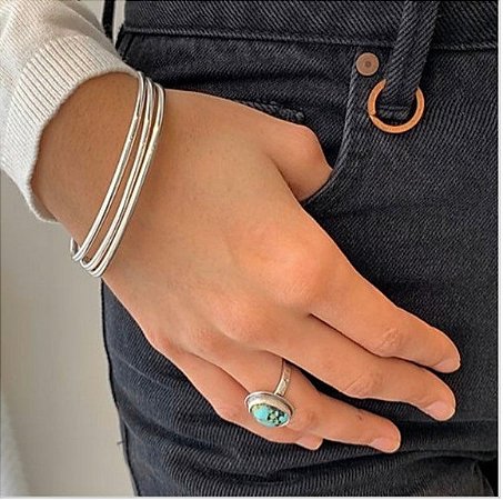 Conjunto 03 Pulseiras Argola Fio Redondo de Prata 950k - 2.3mm de espessura