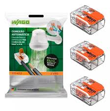 KIT CONECTOR CHUVEIRO 2 VIAS 221 41A 6MM 3 UN WAGO