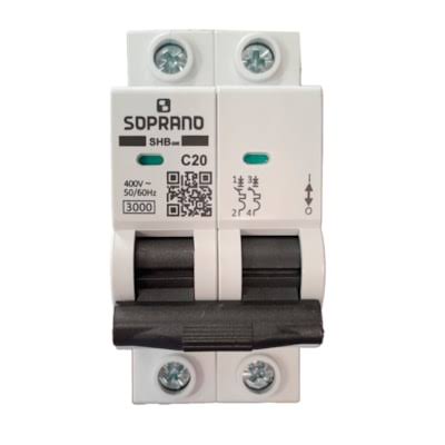 DISJUNTOR CURVA C 2X20A 3KA SOPRANO