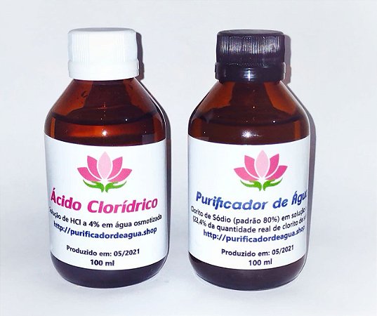 kit em VIDRO - Clorito de Sódio + ativador HCl 4% - frascos 100 ml