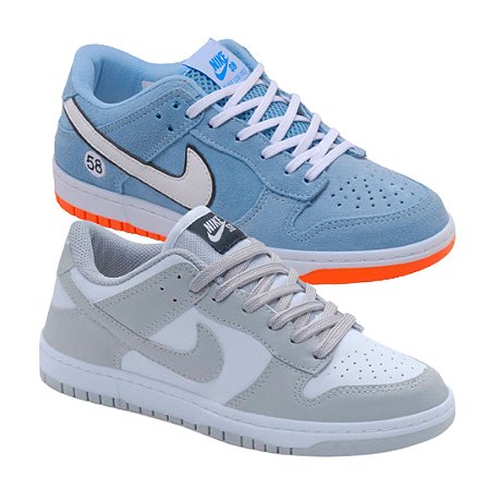 Combo T nis Sb Dunk Low Cinza Branco Azul 34 AO 39 Canguru