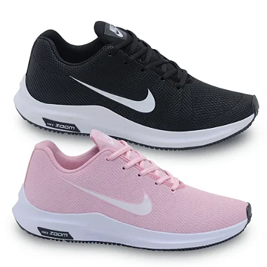 Combo Tênis Zoom Preto / Branco + Tênis Zoom Rosa (34 ao 39)