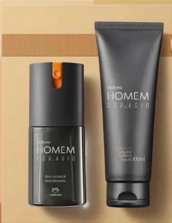 Kit Natura Homem Coragio composto de Sabonete líquido corporal 100 ml + Deo corporal 100ml