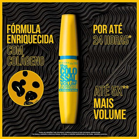 Máscara de cílios Maybelline colossal Volum express á prova d'água preto