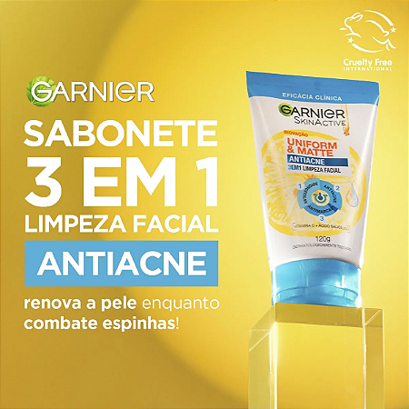 Sabonete Facial 3 em 1 Garnier antiolesidade 120g