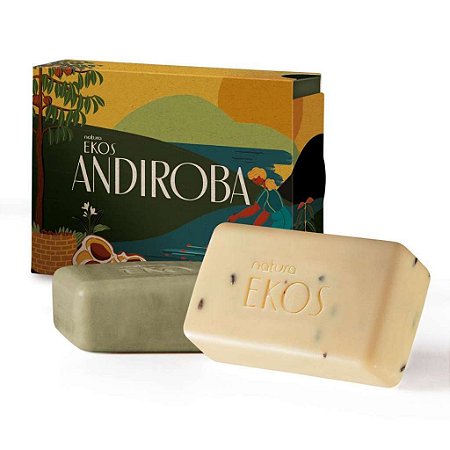 Caixa sabonetes Natura Ekos Andiroba com 1 cremoso e 1 esfoliante de 100g cada