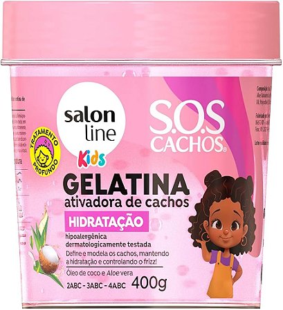 Gelatina Capilar Ativadora de Cachos, Kids Hidratação, Vegano - Para Cabelos Cacheados, 400 g