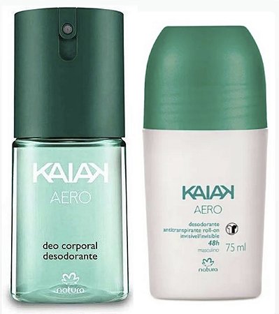 Kit Kaiak Aero Masculino Natura composto de Deo Corporal 100ml + Desodorante roll on 75ml