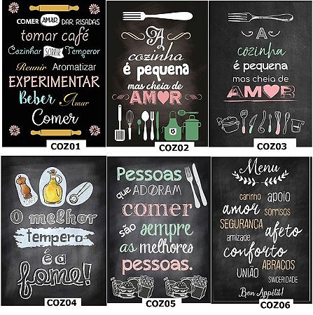 Placa Decorativa Cozinha em MDF Tamanho A4 (21x29,7cm)