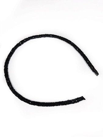 Tiara para o cabelo em tubo de strass preto