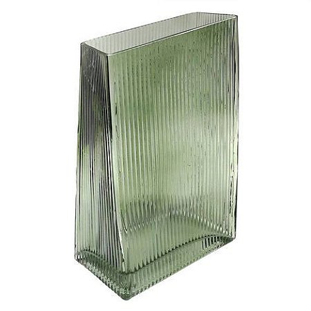 Vaso de Vidro Canelado Verde