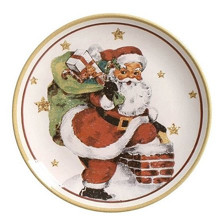 Caixa com 6 Pratos Sobremesa Santa Claus Natal