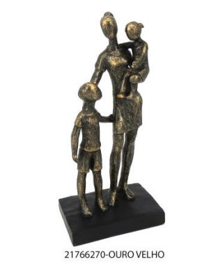Escultura em Resina Mulher com 2 Filhos 11,2x8,5cm