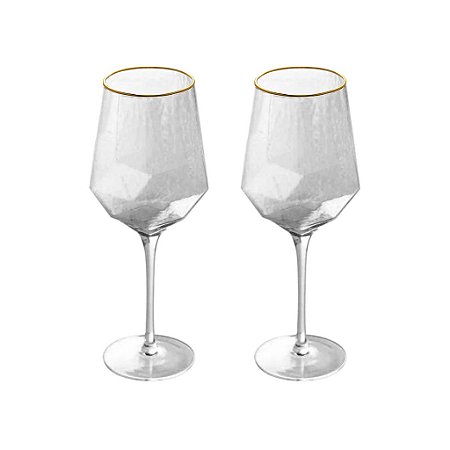 Conjunto 2 Taças de Cristal com Fio de Ouro 600ml