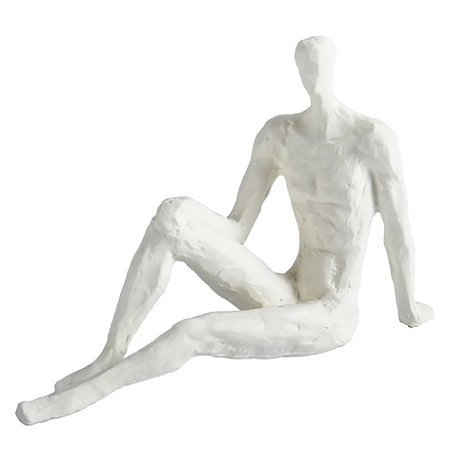 Homem Decorativo em Cerâmica Branca