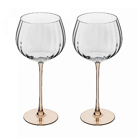 Conjunto 2 Taças de Vinho de Vidro com Haste Ambar