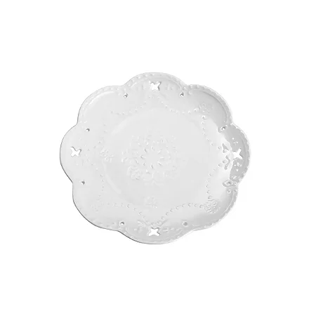 Conjunto 6 Pratos Porcelana Butterfly Branco