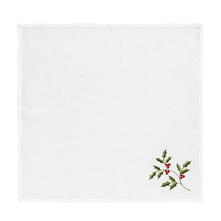 Guardanapo 4 Peças Azevinho Branco 45cm x45cm