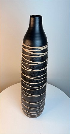 Vaso decorativo em ceramica - preto - - 13.5X13.5X55CM