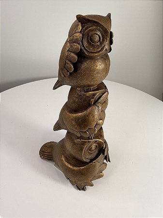Escultura resina 3 corujas