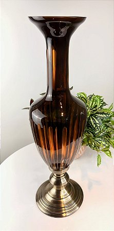 Vaso de vidro ambar