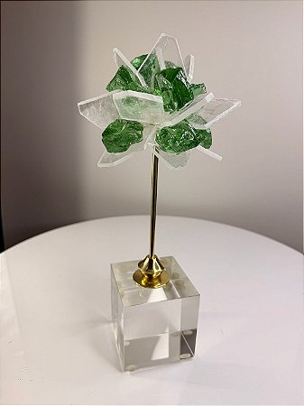 Escultura Decoratica - Transparente Flor Verde
