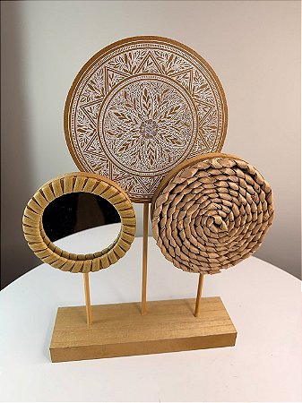 Peça Decorativa de Madeira com Espelho