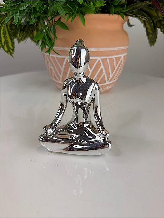 Peça Decortiva em Cerâmica Prateada- Bailarina