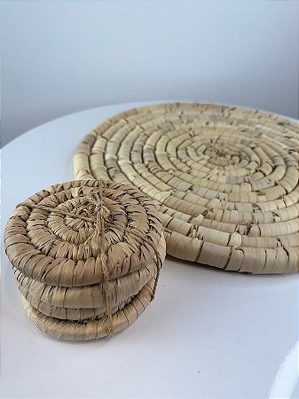 Conjunto 4 Porta Copos de Fibra Natural Braid