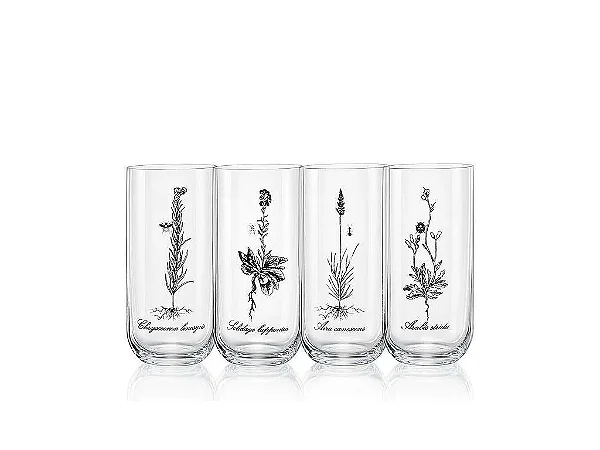 Jogo de 4 Copos Herbal em Cristal Sortido