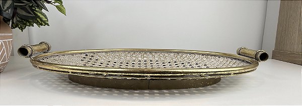 Bandeja de Metal - Treliça - Dourada
