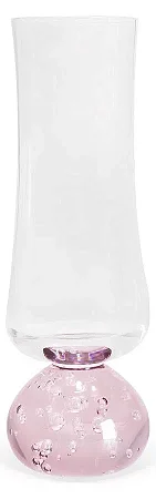 Conjunto de 6 Taças de Champagne em Vidro Transparente Base Esfera Rosa