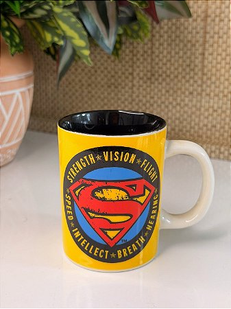 Mini Caneca Porcelana - Superman Logo FD Amarelo – 135 ml