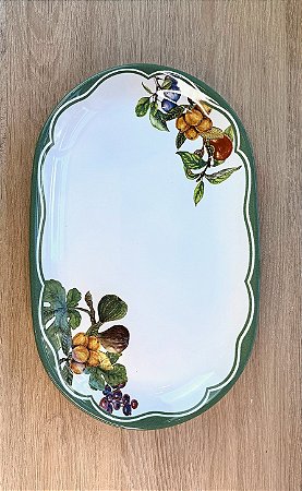 Travessa Oval Le Figue Branco e verde
