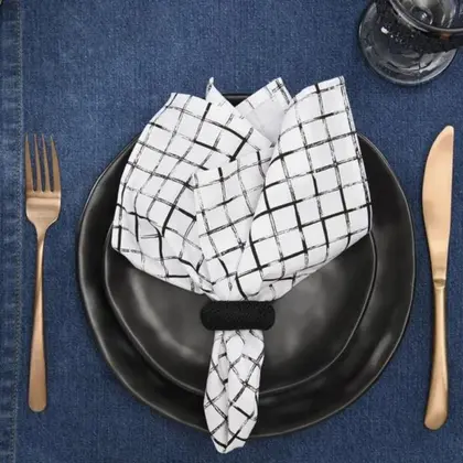 Argola de Guardanapo Rayon 4 Peças Preto