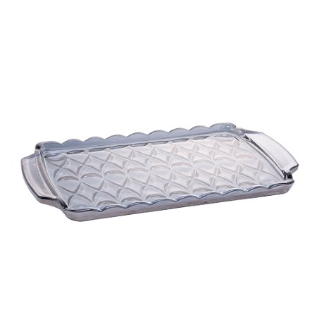 Bandeja de Cristal de Chumbo Angel com Alça Cinza Escuro