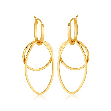 Brinco Ouro Argolas Entrelaçadas