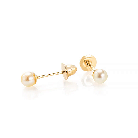 Brinco Ouro Pérola 3MM