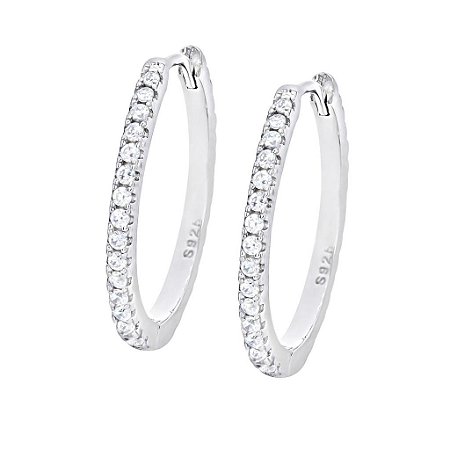 Brinco Prata Argola com Zircônias
