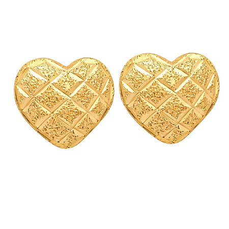 Brinco Ouro Coração Jateado