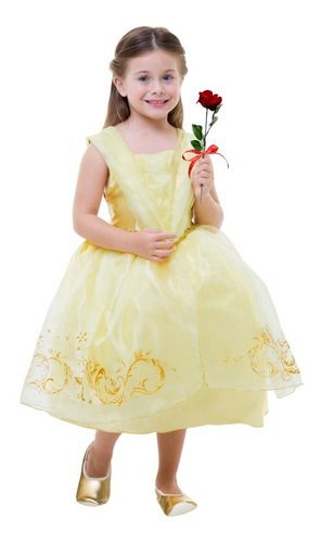 Fantasia Princesa Bela Fera Clássica Vestido Amarelo Infantil