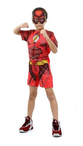 Fantasia Flash Infantil Curta Com Músculo Liga Da Justiça