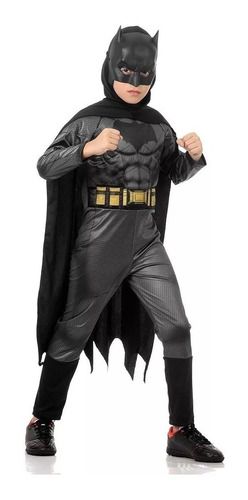 Fantasia Batman Infantil Longa Luxo Liga Da Justiça Musculos
