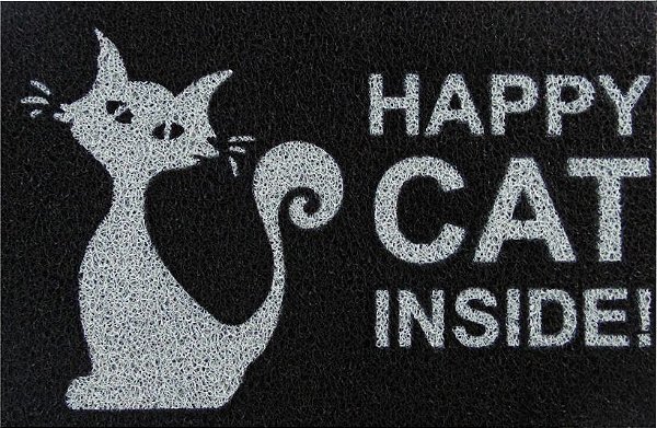 Tapete Capacho 60x40 Gato Feliz Happy Cat Inside Pet Casa
